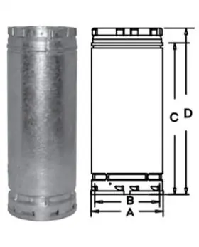 Duravent 12BV24-1 12 inches Round B-Vent 24 inches Length Pipe 12BV24