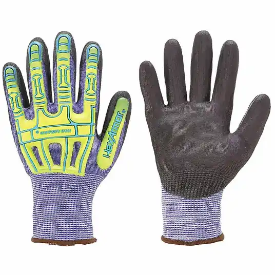 Hexarmor 2095-L (9) Hi-Vis Cut Resistant Impact Coated Gloves A6 Cut Level, Polyurethane, L, 1 PR