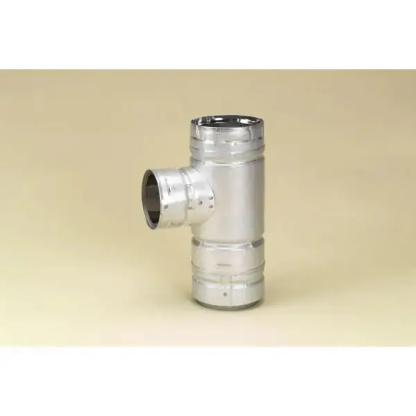 Duravent 4PVP-T31 Vent Tee PelletVent Increaser with Cleanout Tee Cap 4 Inch Stainless Steel