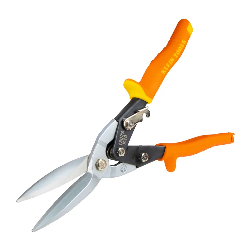 Klein Tools 1302S Long Cut Aviation Snips, Straight