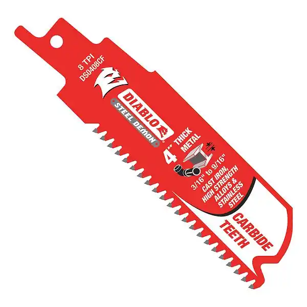 Zoro G4882766 Diablo 4 in L x 8 TPI Reciprocating Saw Blade, 3 PK