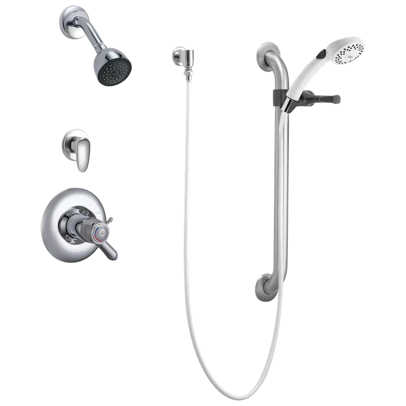 Delta Faucet T17TH335 Universal Dual Shower Trim Diverter Hand Shower and Grab Bar