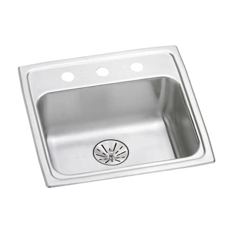 Elkay LRAD191965PD3 Lustertone 19-1/2 x 19 in. 3 Hole Stainless Steel Single Bowl Drop-in Kitchen Sink