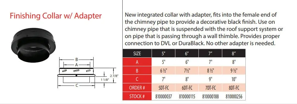 Duravent 8DT-FC DVL 8 inches Double-Wall Finishing Collar