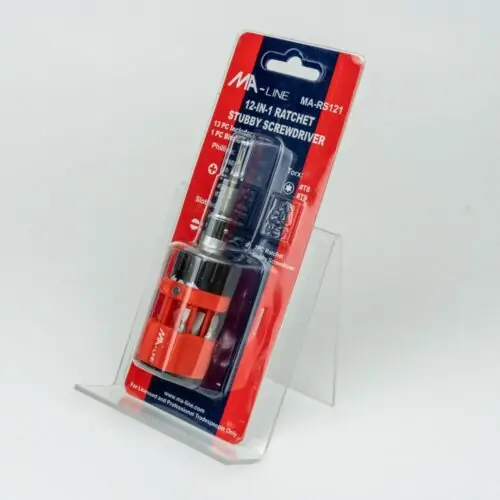 Ma-Line MA-RS121 Ratcheting Stubby Screwdriver with 11 Tips