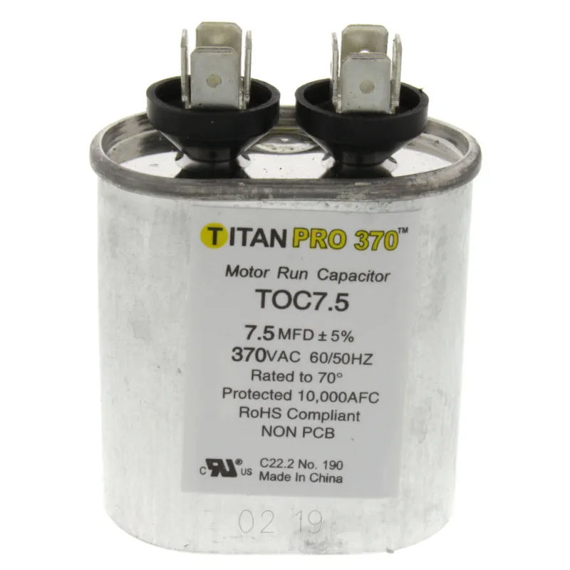 Titan Pro TOC7.5 Motor Run Capacitor 7.5 MFD 370V Oval