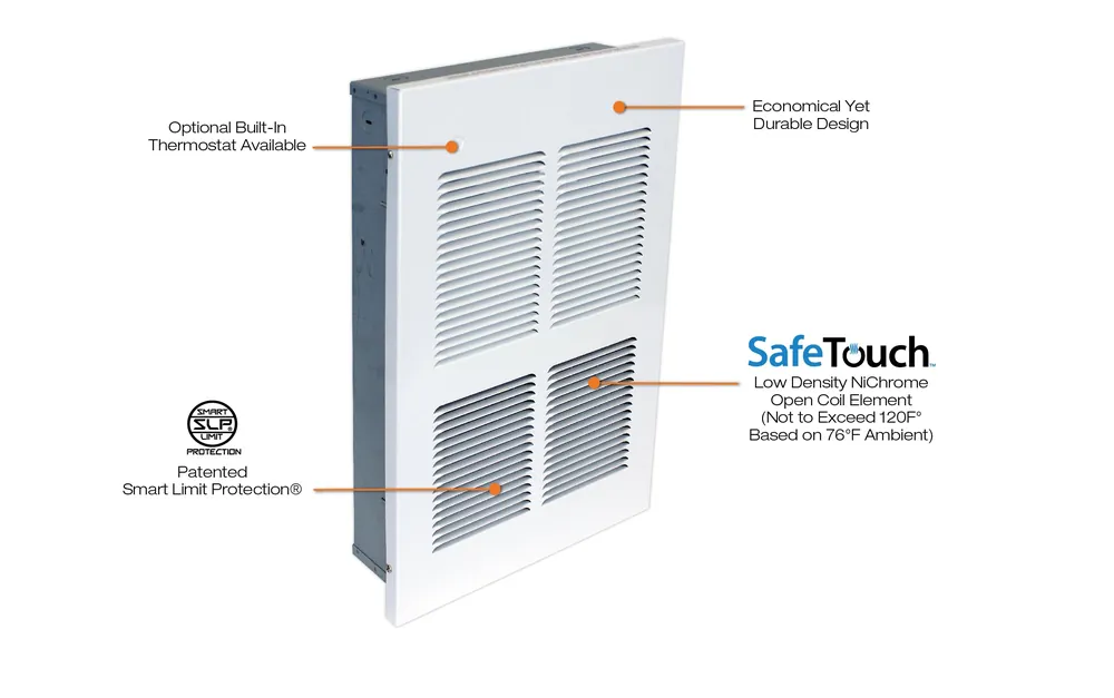 King Electric EFW1210-LD-W Efw Low Density Safetouch Lg Wall Htr 120V 1000W