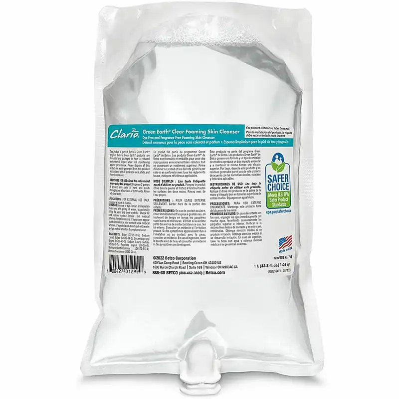 Betco Corporation 7152900 Green Earth Clear Foaming Skin Cleanser 1000ml