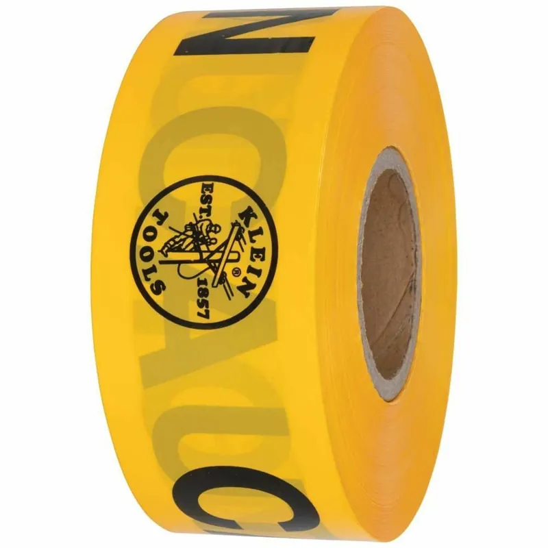 Klein Tools 58001 Caution Tape, Barricade, CAUTION, Yellow, 3-Inch x 1000-Foot