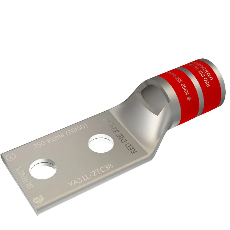 Burndy YA31L2TC38 Hydent Compression Lug 350 kcmil CU Two Hole 3/8 Stud Size