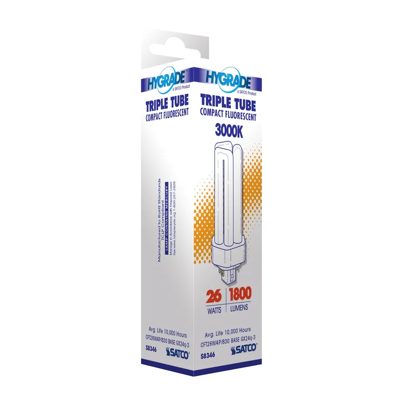Satco S8346 Compact Fluorescent Triple Twin 26 Watt GX24q-3 (4-Pin)
