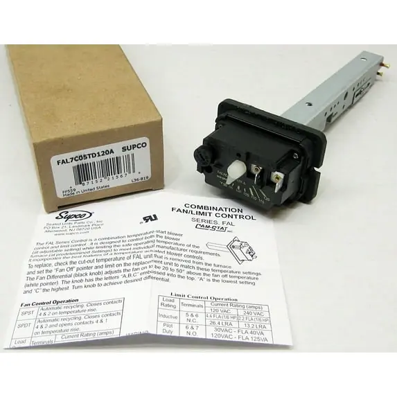 Cam-Stat FF559 Supco FAL7C05TD120A Furnace Fan Limit Time Delay Control Switch