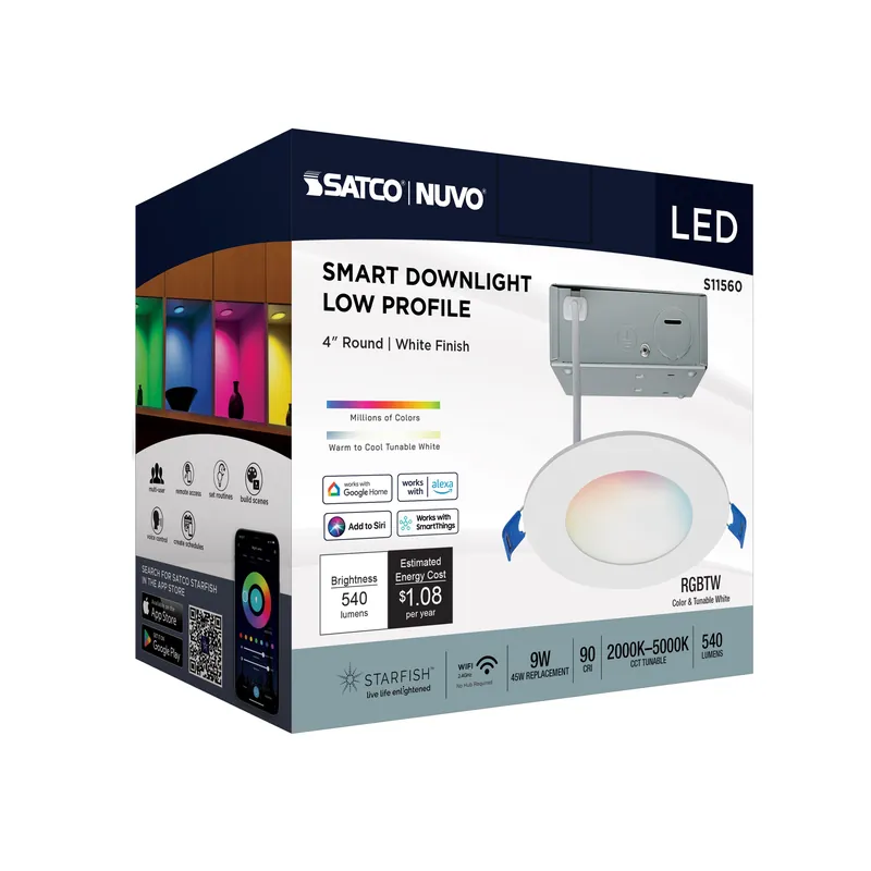 Satco S11560 Starfish LED Round Low Profile Downlight 9W 4 Inch