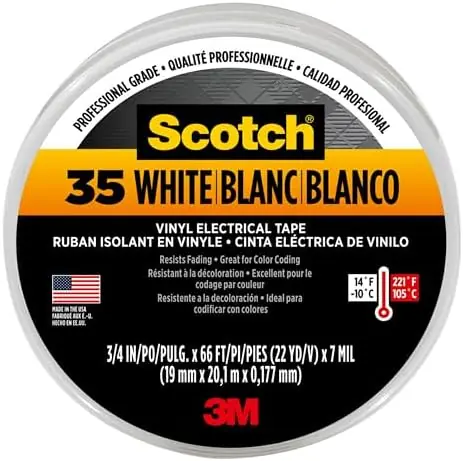 Scotch 35-WHITE_3/4X66 Electrical Tape 3/4 in x 66 ft
