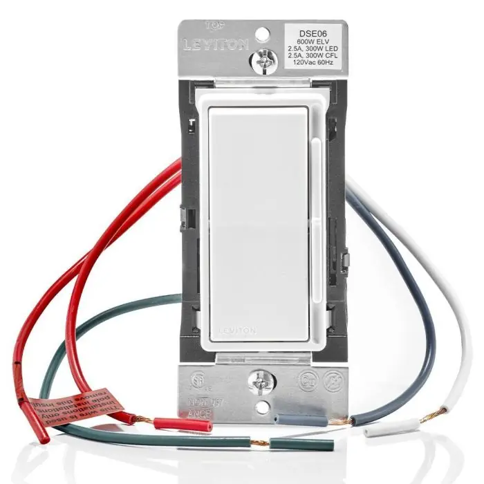 Leviton DSE0610Z Decora Slide Dimmer Switch for Electronic Low Voltage and Dimmable LED Bulbs