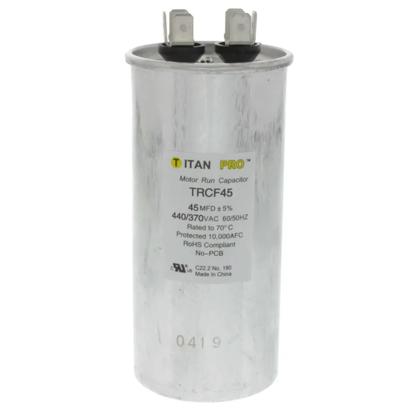 Titan Pro TRCF45 Round Motor Run Capacitor 45 Microfarad 370-440VAC