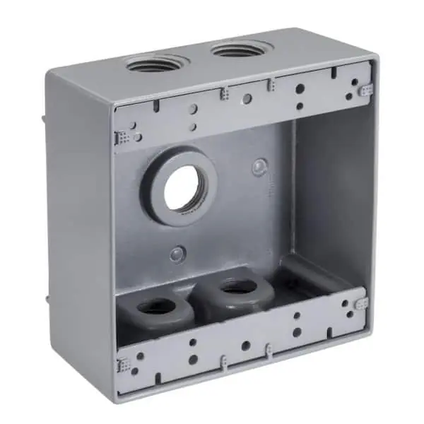 Tops WB2550X 1/2 in. Weatherproof 5-Hole Side Opening Double Gang Electrical Box