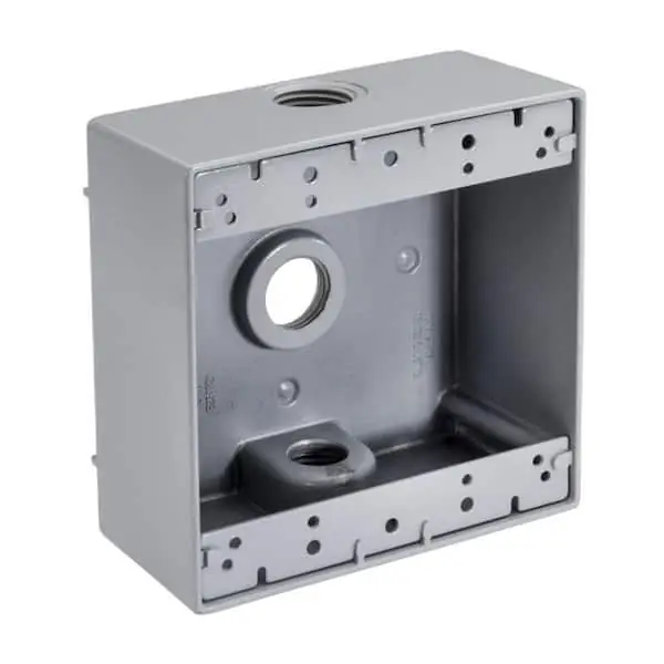 Tops WB2375 3/4 in. 3-Hole Double Gang Weatherproof Electrical Box (1 Pack)