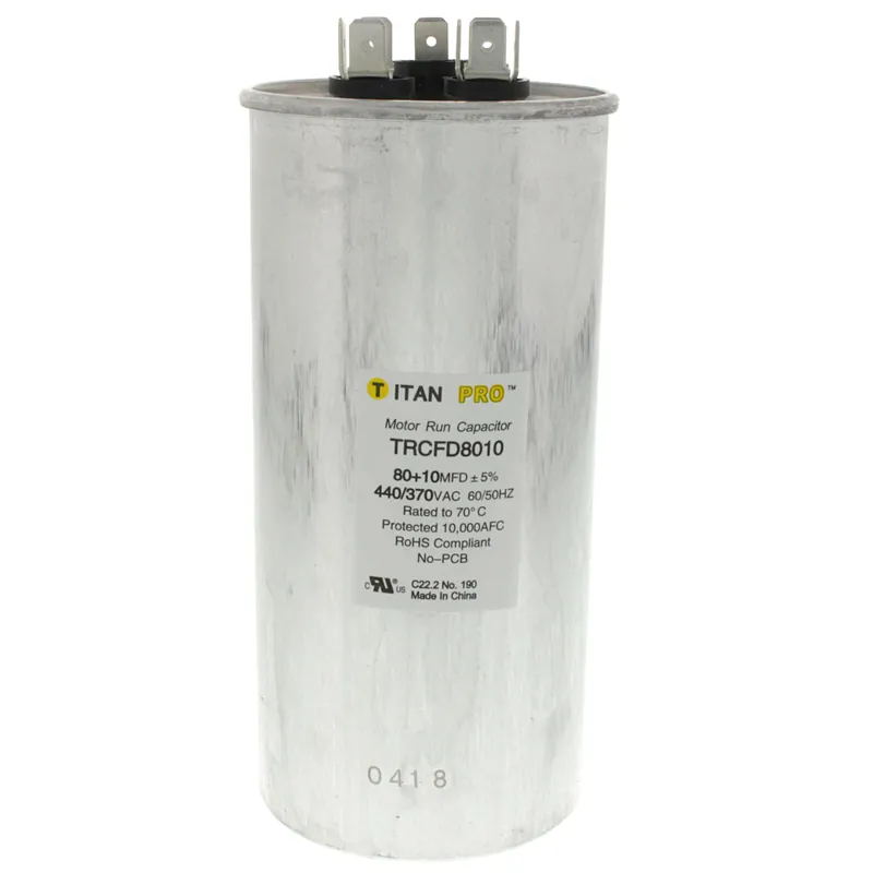 Titan Pro TRCFD8010 80/10 MFD Round Dual Motor Run Capacitor (440/370V)