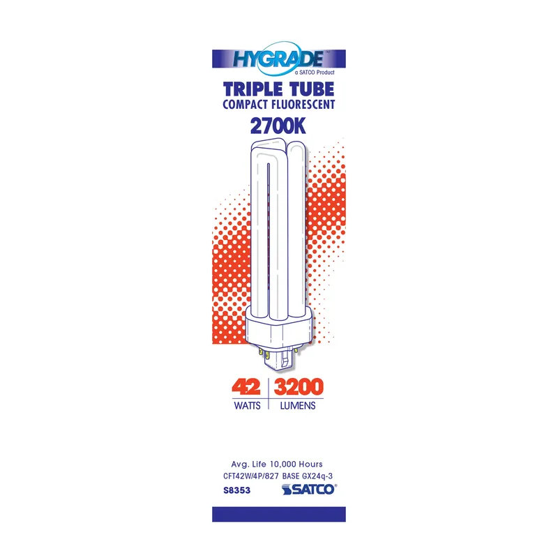 Satco S8353 Compact Fluorescent Triple Twin 4 Pin Lamp 42 W