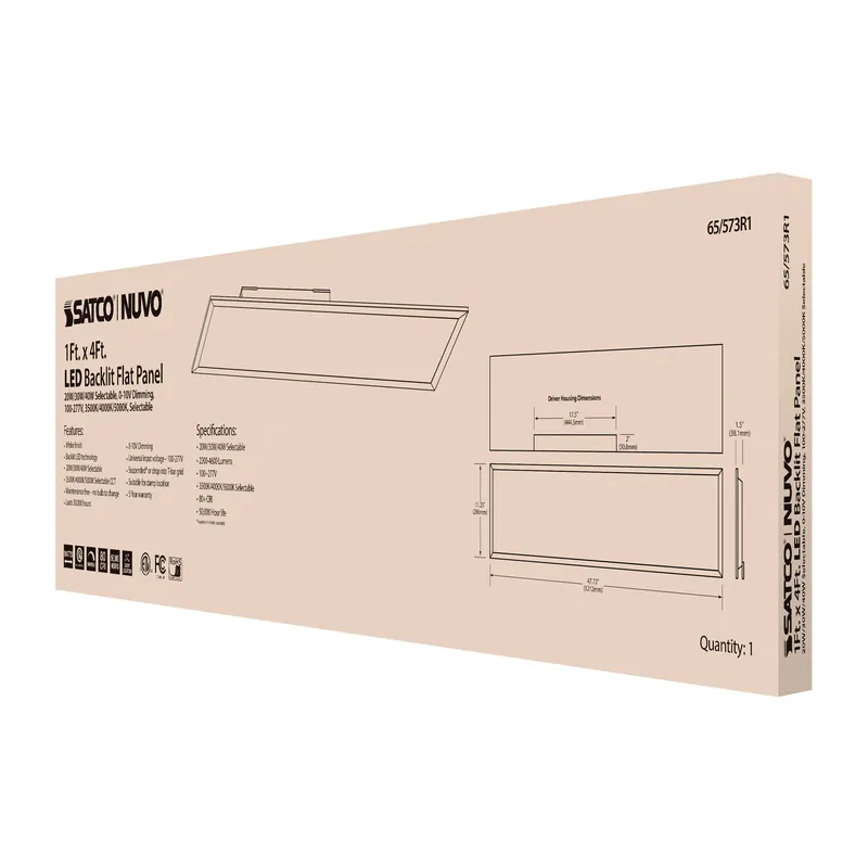 Satco 65573R1 1x4 LED Backlit Flat Panel 20W/30W/40W