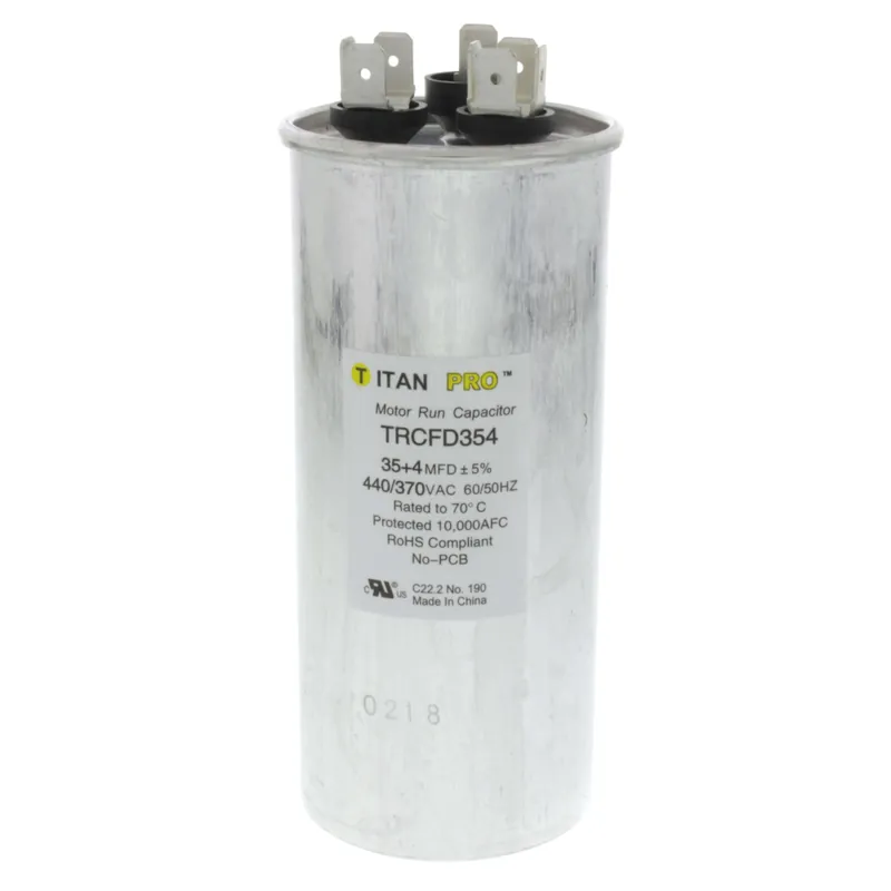 Titan Pro TRCFD354 Round Motor Dual Run Capacitor, 35/4 Microfarad Rating, 370-440VAC Voltage