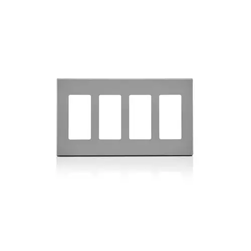 Leviton 80312GY 4-Gang Decora Plus Screwless Wallplate