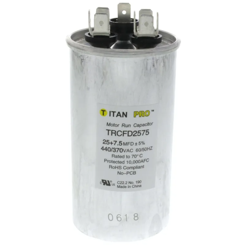 TitanPro TRCFD2575 HVAC Round Dual Motor Run Capacitor 25/7.5 MFD/UF 440/370 Volts