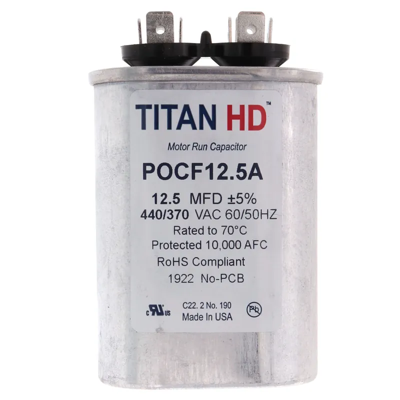 Titan Hd POCF12.5A 12.5 MFD Oval Motor Run Capacitor (440/370V)