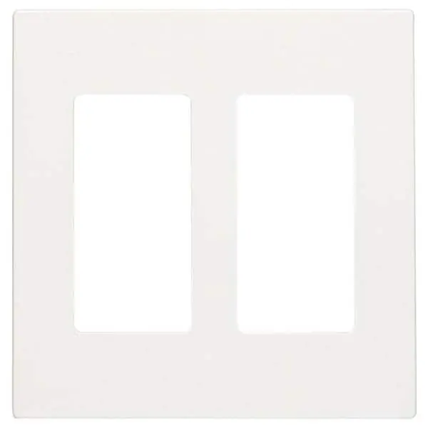 Leviton 80309W 2-Gang Decora Plus Screwless Wallplate Polycarbonate