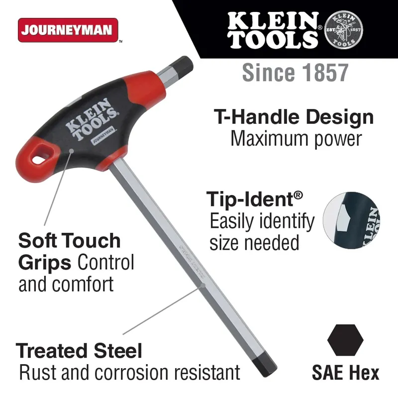 Klein Tools JTH9E13 1/4 inches Red/Black Steel Journeyman Hex Key