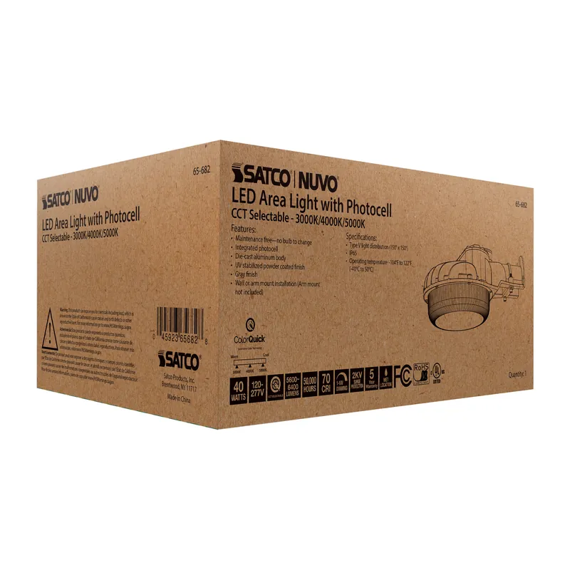 Satco 65682 40W LED Area Light w/Photocell