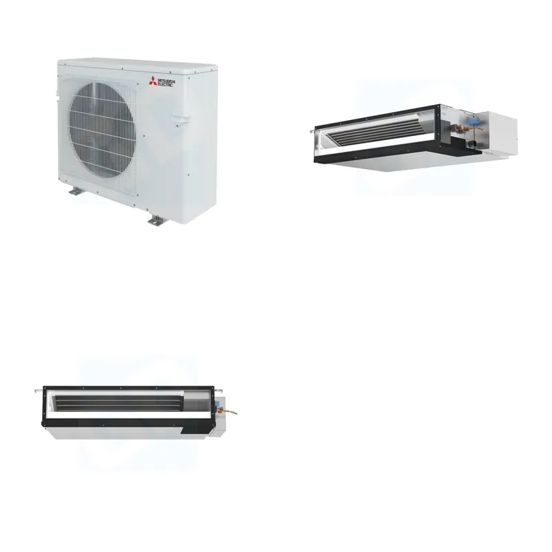 Mitsubishi Multi-Zone 28600 BTU R-454B 16 SEER2 2-Zone Ducted Low-Static Mini Split Heat Pump System - 12K+18K