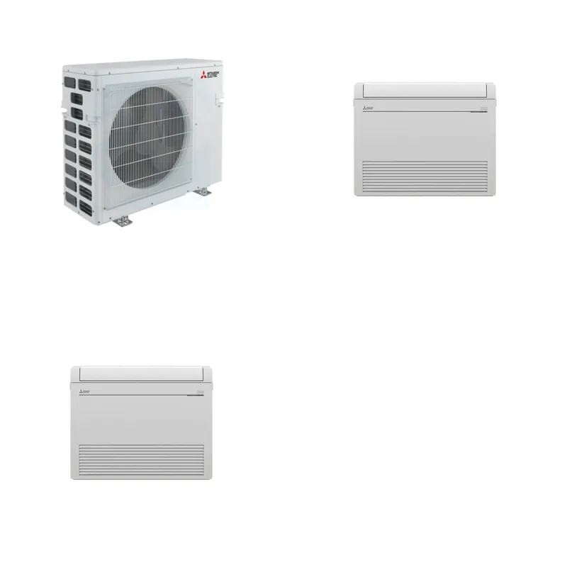 Mitsubishi Multi-Zone 40500 BTU R-454B 20 SEER2 2-Zone Floor-Mounted Mini Split Heat Pump System - 9K+9K