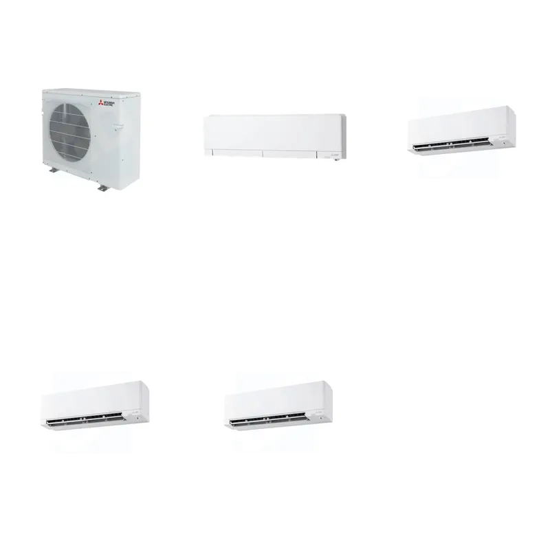 Mitsubishi Multi-Zone 36400 BTU R-454B 20 SEER2 4-Zone Wall-Mounted Hyper Heat Mini Split Heat Pump System - 6K+9K+9K+9K