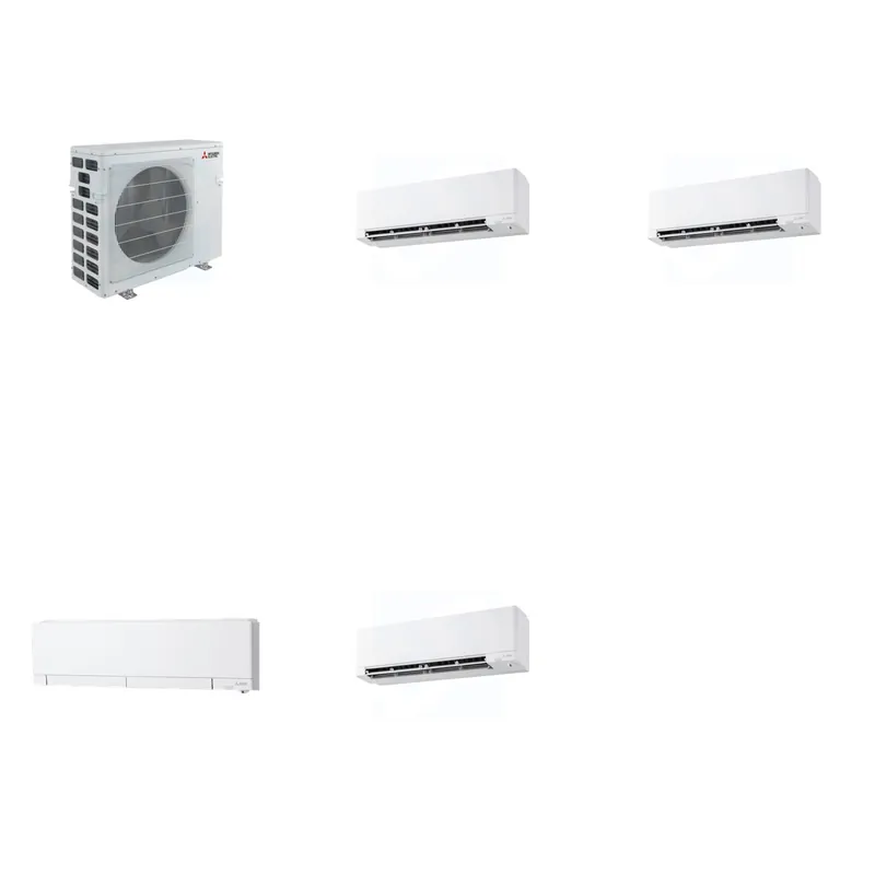 Mitsubishi Multi-Zone 40500 BTU R-454B 20 SEER2 4-Zone Wall-Mounted Hyper Heat Mini Split Heat Pump System - 9K+9K+12K+18K