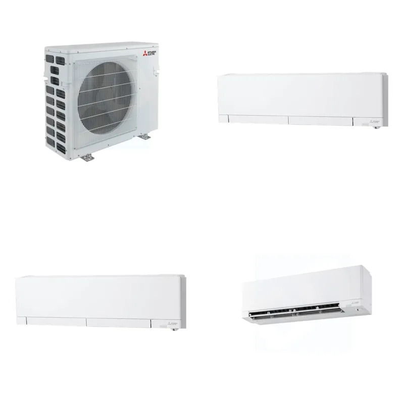 Mitsubishi Multi-Zone 40500 BTU R-454B 20 SEER2 3-Zone Wall-Mounted Hyper Heat Mini Split Heat Pump System - 6K+12K+18K