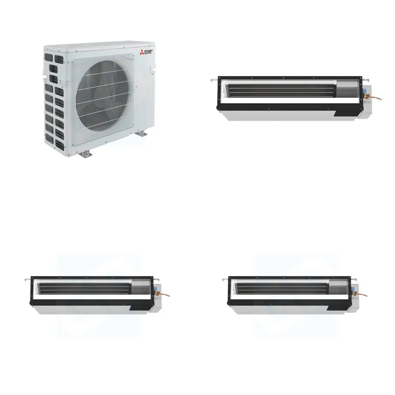 Mitsubishi Multi-Zone 40500 BTU R-454B 16 SEER2 3-Zone Ducted Low-Static Mini Split Heat Pump System - 9K+18K+18K