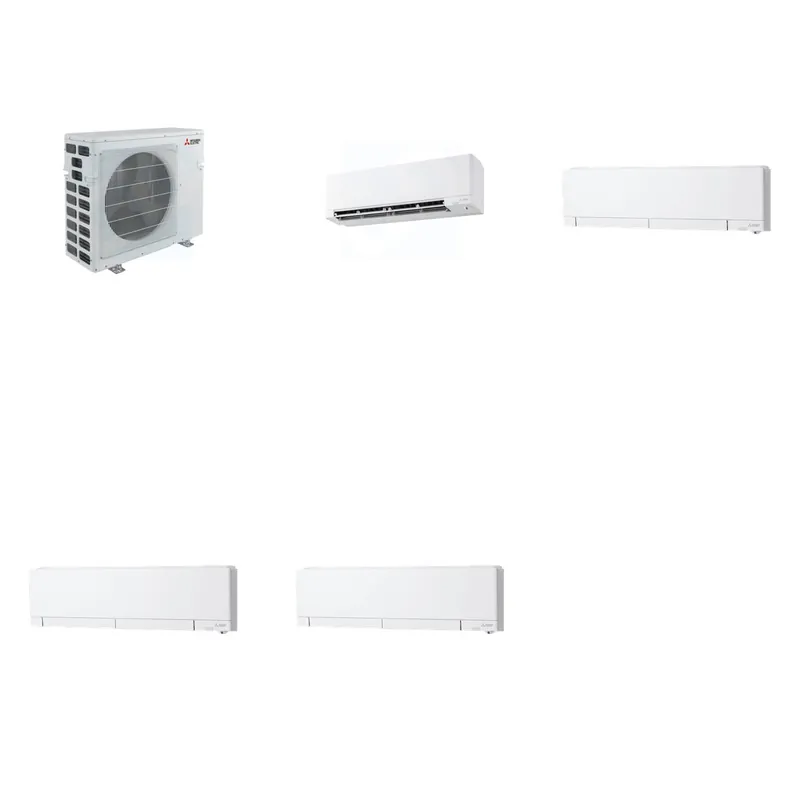 Mitsubishi Multi-Zone 40500 BTU R-454B 20 SEER2 4-Zone Wall-Mounted Hyper Heat Mini Split Heat Pump System - 9K+12K+12K+12K