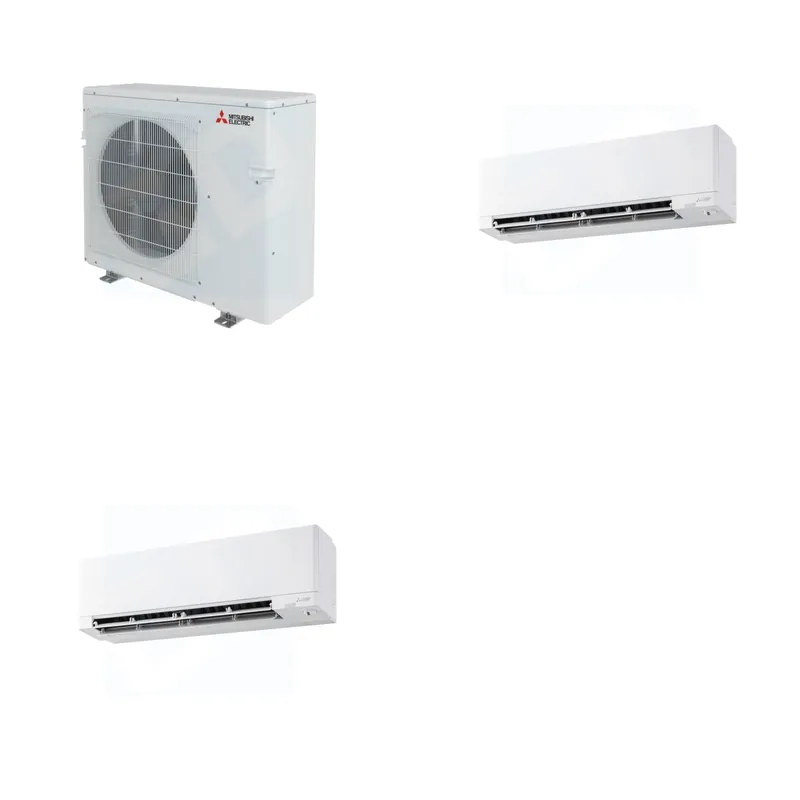 Mitsubishi Multi-Zone 28600 BTU R-454B 20 SEER2 2-Zone Wall-Mounted Hyper Heat Mini Split Heat Pump System - 15K+18K