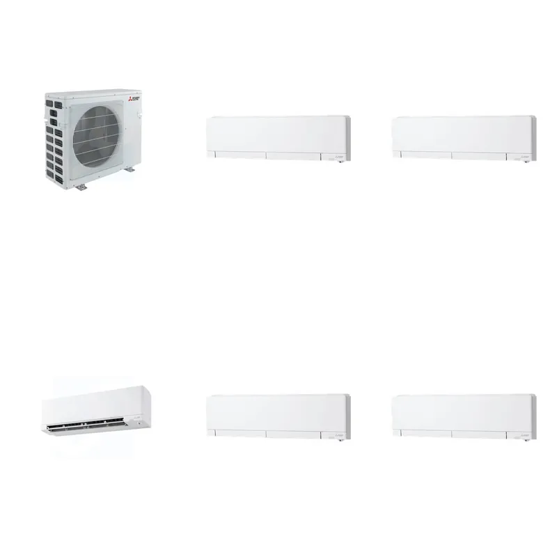 Mitsubishi Multi-Zone 40500 BTU R-454B 20 SEER2 5-Zone Wall-Mounted Hyper Heat Mini Split Heat Pump System - 6K+6K+9K+12K+12K