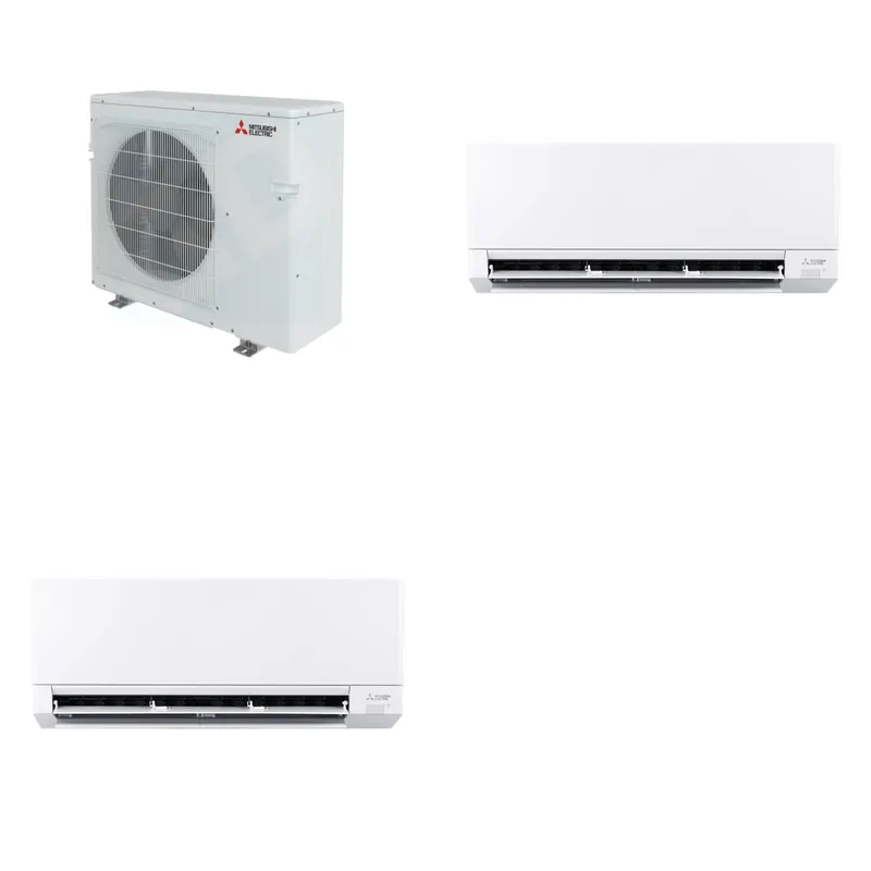 Mitsubishi Multi-Zone 28600 BTU R-454B 20 SEER2 2-Zone Wall-Mounted Mini Split Heat Pump System - 6K+9K