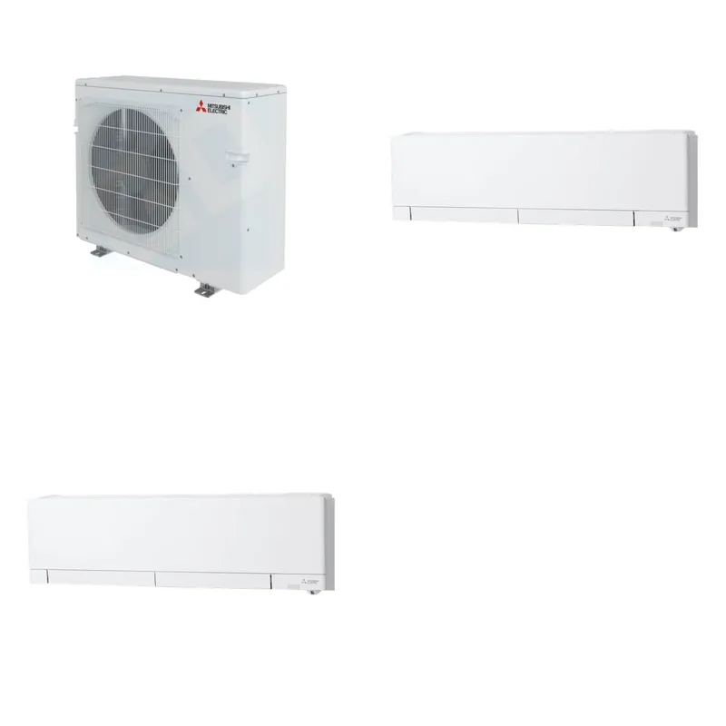 Mitsubishi Multi-Zone 28600 BTU R-454B 20 SEER2 2-Zone Wall-Mounted Hyper Heat Mini Split Heat Pump System - 12K+12K