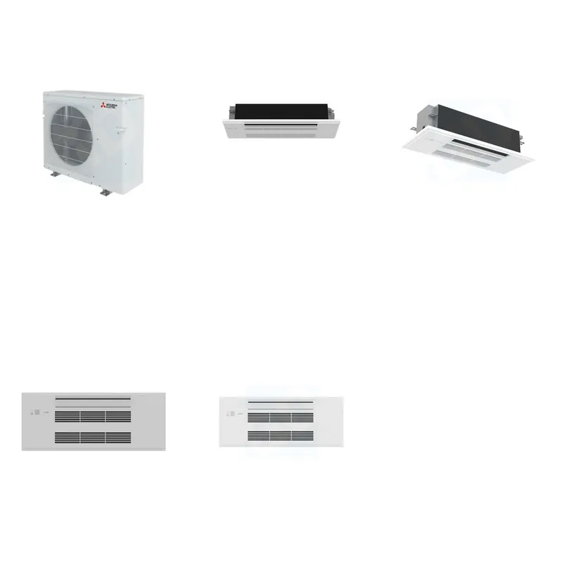 Mitsubishi Multi-Zone 28600 BTU R-454B 20 SEER2 2-Zone 1-Way Ceiling Cassette Mini Split Heat Pump System - 6K+18K