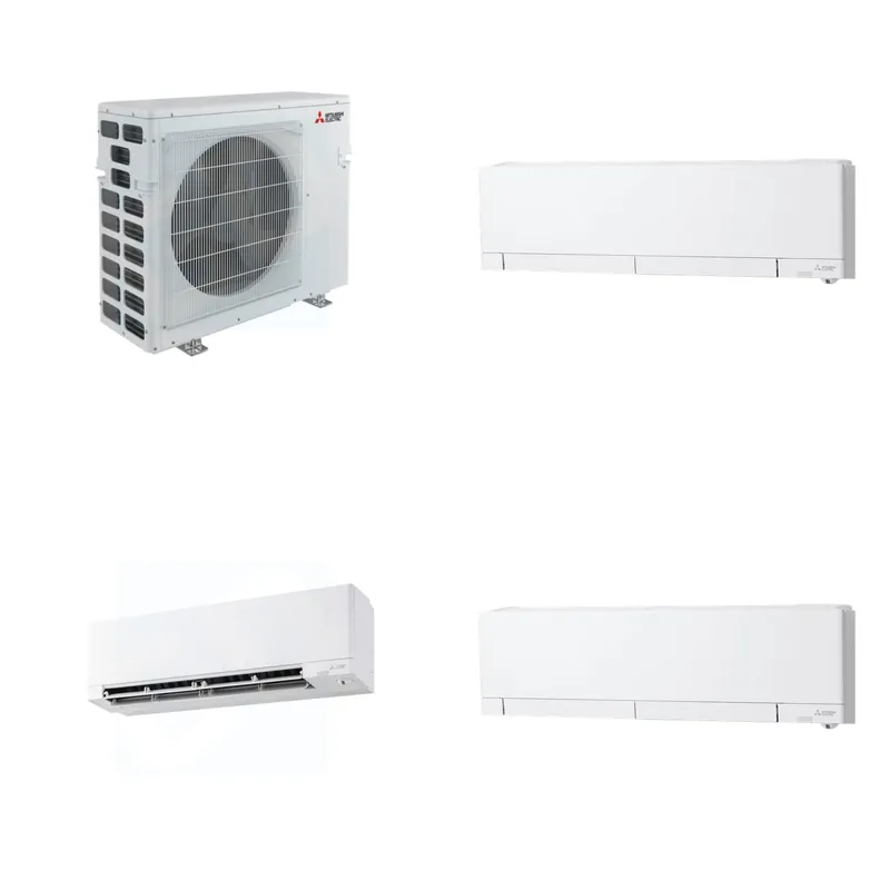 Mitsubishi Multi-Zone 40500 BTU R-454B 20 SEER2 3-Zone Wall-Mounted Hyper Heat Mini Split Heat Pump System - 6K+9K+12K
