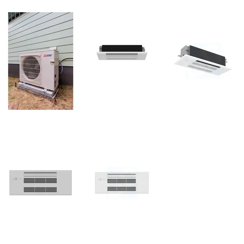 Mitsubishi Multi-Zone 22000 BTU R-454B 20 SEER2 2-Zone 1-Way Ceiling Cassette Mini Split Heat Pump System - 6K+18K