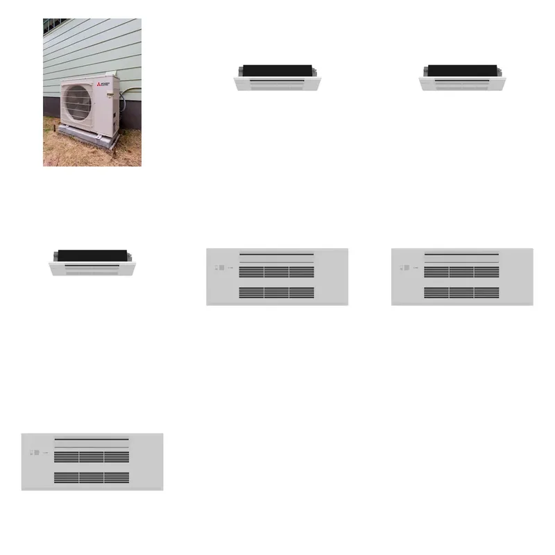 Mitsubishi Multi-Zone 22000 BTU R-454B 20 SEER2 3-Zone 1-Way Ceiling Cassette Mini Split Heat Pump System - 6K+6K+6K