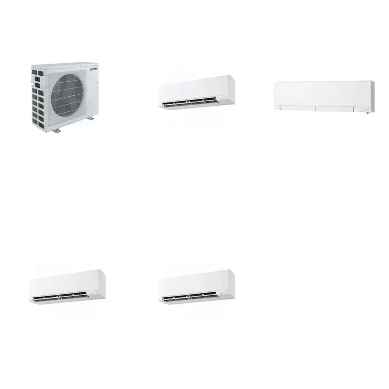 Mitsubishi Multi-Zone 40500 BTU R-454B 20 SEER2 4-Zone Wall-Mounted Hyper Heat Mini Split Heat Pump System - 9K+12K+15K+15K