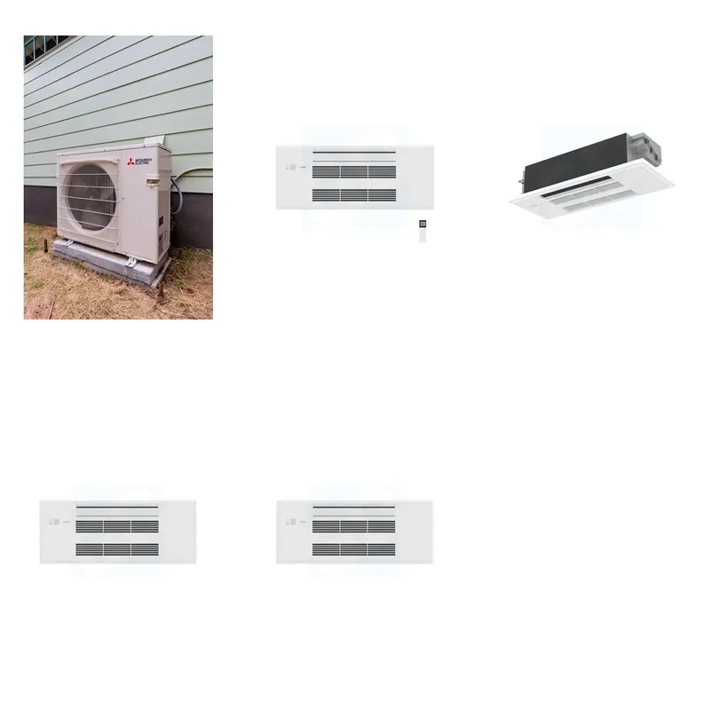 Mitsubishi Multi-Zone 22000 BTU R-454B 20 SEER2 2-Zone 1-Way Ceiling Cassette Mini Split Heat Pump System - 9K+12K