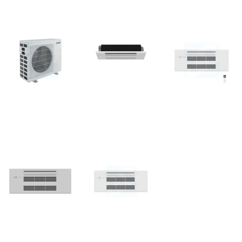 Mitsubishi Multi-Zone 20000 BTU R-454B 20 SEER2 2-Zone 1-Way Ceiling Cassette Mini Split Heat Pump System - 6K+9K